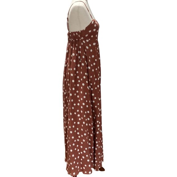 Abercrombie & Fitch Flowy Polka Dot 100% Cotton Maxi Dress Sz ST - Picture 3 of 15